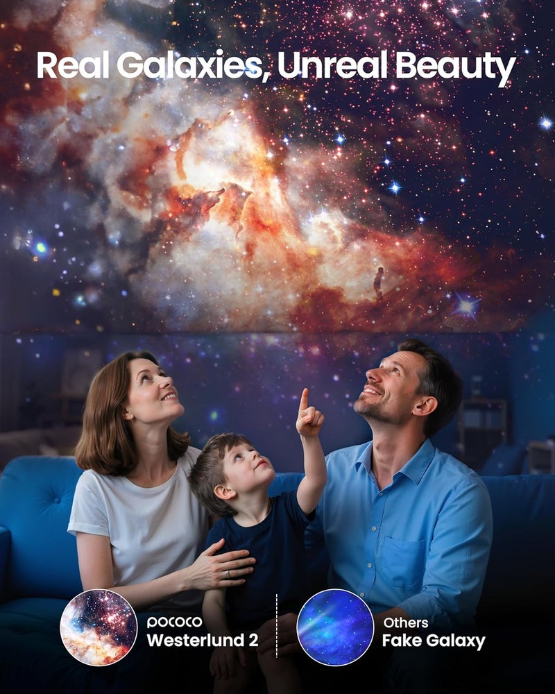 POCOCO Galaxy Star Projector with 2M-Pixel Lens & 5K Discs | Home Planetarium Projector for Relaxation, Study, and Sleep Aid | Includes 2 Films | Ideal Gift - Image 3